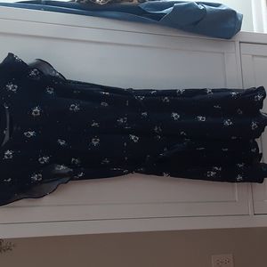 Loft Outlet Floral Butto Down Dress XL 16 navy blue